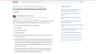 Can I get my Clash of Clans account back? - Quora