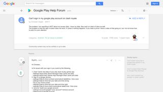 Can't sign in my google play account on clash royale - Google ...