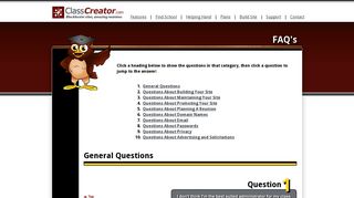 Class Creator Frequently Asked Questions