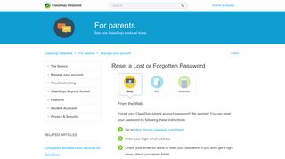 Reset a Lost or Forgotten Password – ClassDojo Helpdesk