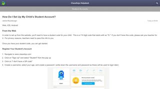 How do I set up my child's student account - for parents – ClassDojo ...