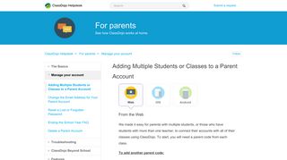 Adding Multiple Students or Classes to a Parent Account – ClassDojo ...