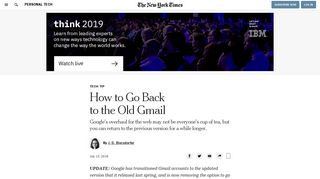 How to Go Back to the Old Gmail - The New York Times