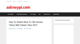 How To Switch Back To Old Version Yahoo Mail Classic View 2017 ...