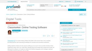 Classmarker: Online Testing Software | Digital Tools | Profweb