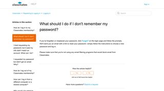 What should I do if I don't remember my password? – Classmates