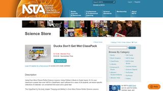NSTA Science Store :: Ducks Don't Get Wet ClassPack :: ClassPack