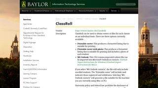ClassRoll | Information Technology Services | Baylor University