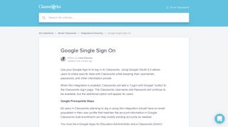 Google Single Sign On | Classworks Help Center