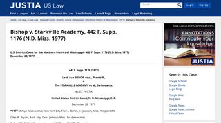 Bishop v. Starkville Academy, 442 F. Supp. 1176 (N.D. Miss. 1977 ...