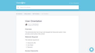 User Orientation | Classworks Help Center