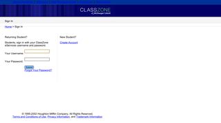 Student Login - ClassZone