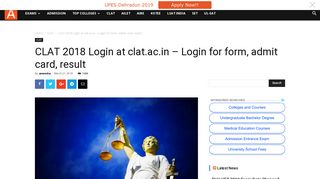 CLAT 2018 Login at clat.ac.in – Login for form, admit card, result | Law ...