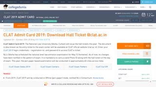CLAT Admit Card 2019- Download Hall Ticket Online, Exam on May 12