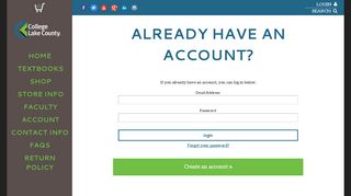 Login / Create An Account | College of Lake County Bookstore