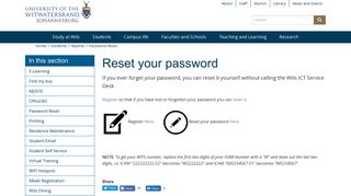 Password Reset - Wits University