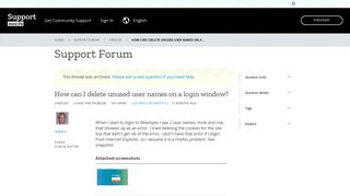 How can I delete unused user names on a login window? | Firefox ...