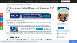 ClearAccess Default Password, Login & IP List (updated August ...