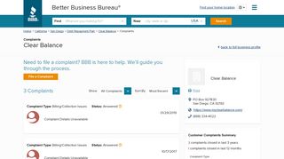 Clear Balance | Complaints | Better Business Bureau® Profile