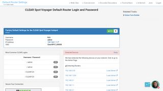 CLEAR Spot Voyager Default Router Login and Password - Clean CSS