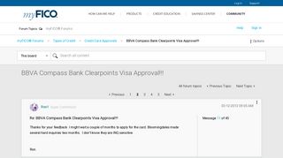 BBVA Compass Bank Clearpoints Visa Approval!!! - Page 2 - myFICO ...