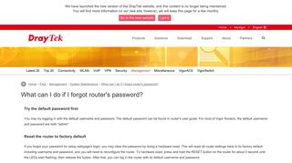 What can I do if I forgot router's password? - DrayTek Corp.