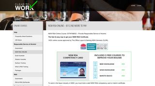 NSW RSA ONLINE – $112 NO MORE TO PAY – Clear To Work