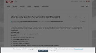 Clear Security Question Answers in the User Das... | RSA Link