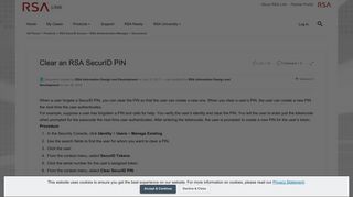 Clear an RSA SecurID PIN | RSA Link