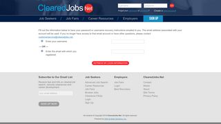 Retrieve My Login Information | ClearedJobs.Net