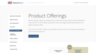Product Offerings - ClearanceJobs Employer Information Center