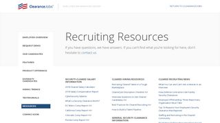 Recruiting Resources - ClearanceJobs Employer Information Center