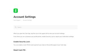Account Settings - Cash App