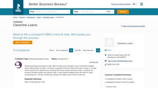 Clearline Loans | Complaints | Better Business Bureau® Profile