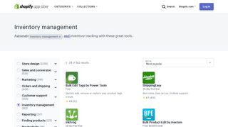 Inventory management apps on Shopify Ecommerce App Store.
