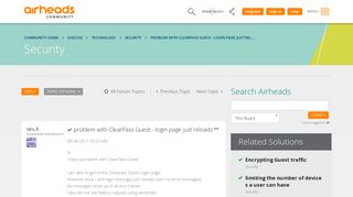 Solved: problem with ClearPass Guest - login page just reloads ...