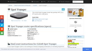 CLEAR Spot Voyager Default Password & Login, Manuals and Reset ...