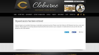 Skyward access has been restored - Cleburne Independent School ...