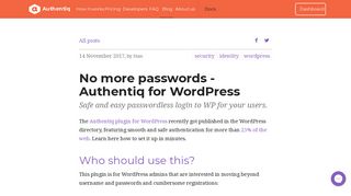 No more passwords - Authentiq for WordPress — Safe and easy ...