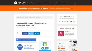 How to Add Password Free Login to WordPress Using Clef