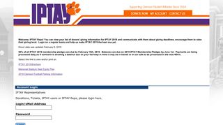 Account Login - Clemson Tigers IPTAY - NeuLion