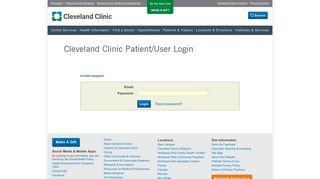 Cleveland Clinic Patient/User Login