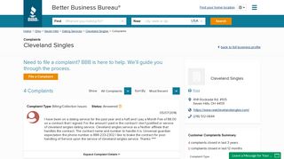 Cleveland Singles | Complaints | Better Business Bureau® Profile