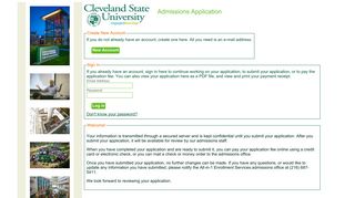 Admissions Application - Cleveland State University