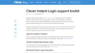 Clever Instant Login support toolkit - Clever Blog