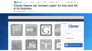 Clever Opens Up 'Instant Login' to Any and All K-12 Districts | EdSurge ...