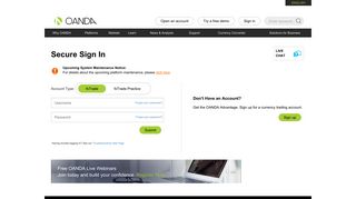 Secure Sign In | OANDA fxTrade - Forex Trading