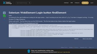 Selenium WebElement Login button findElement - Experts Exchange