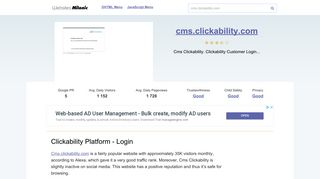Cms.clickability.com website. Clickability Platform - Login.