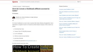 How to create a ClickBank affiliate account in India - Quora